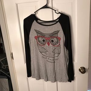 Soft owl baseball shirt